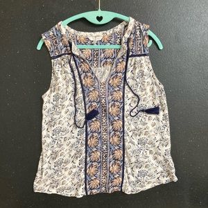 Lucky brand sleeveless shirt with tassel detail